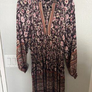 Current Air Floral Boho Mini Dress | Pleated Skirt | XS